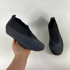 The Flexx Cross Over Wedge Women's 6.5 Blue Black Suede Slip On Comfort Shoes